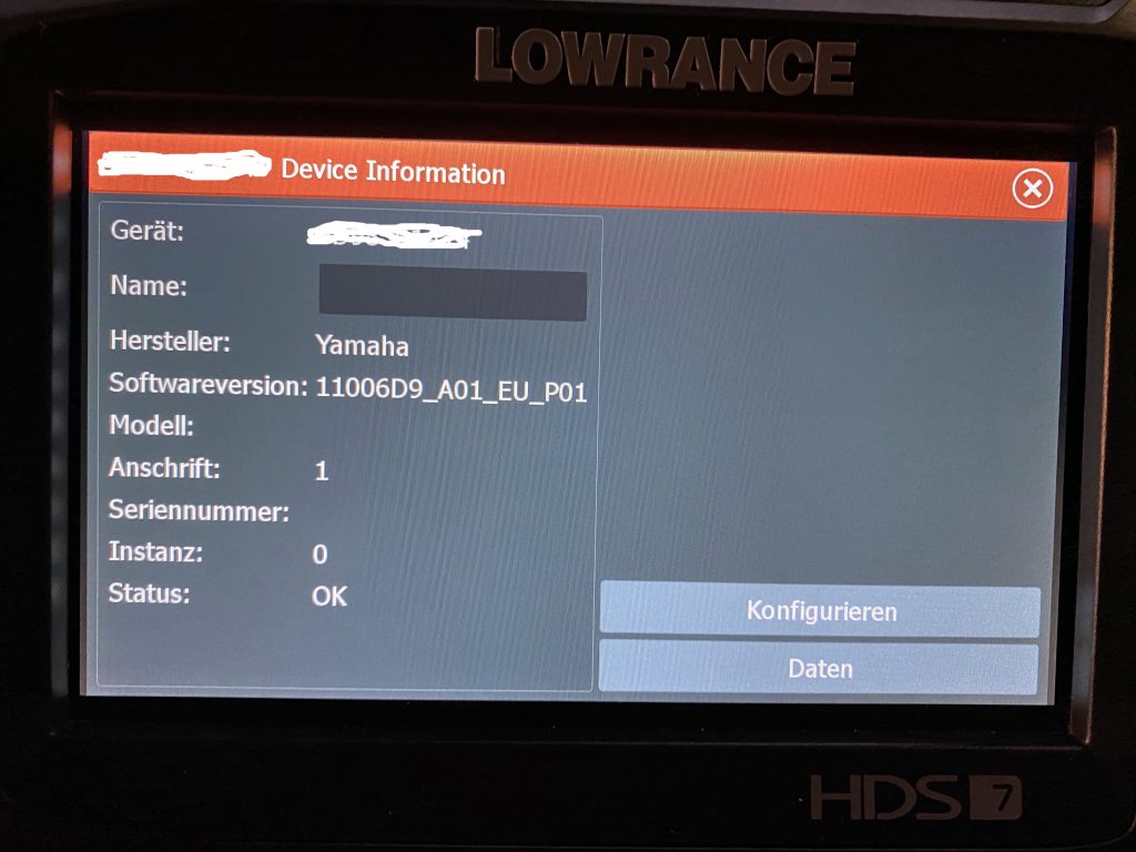 Lowrance Carbon HDS7 mit NMEA 2000 Netzwerk am Yamaha Außenborder